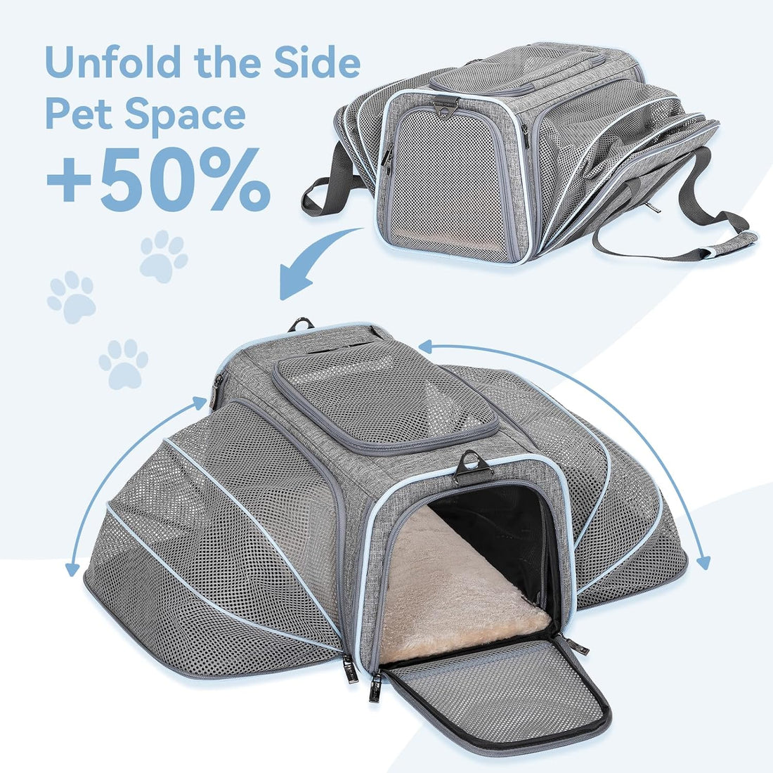 Petsfit Small Double Expandable Cat Carrier for Kittens and Air Travel