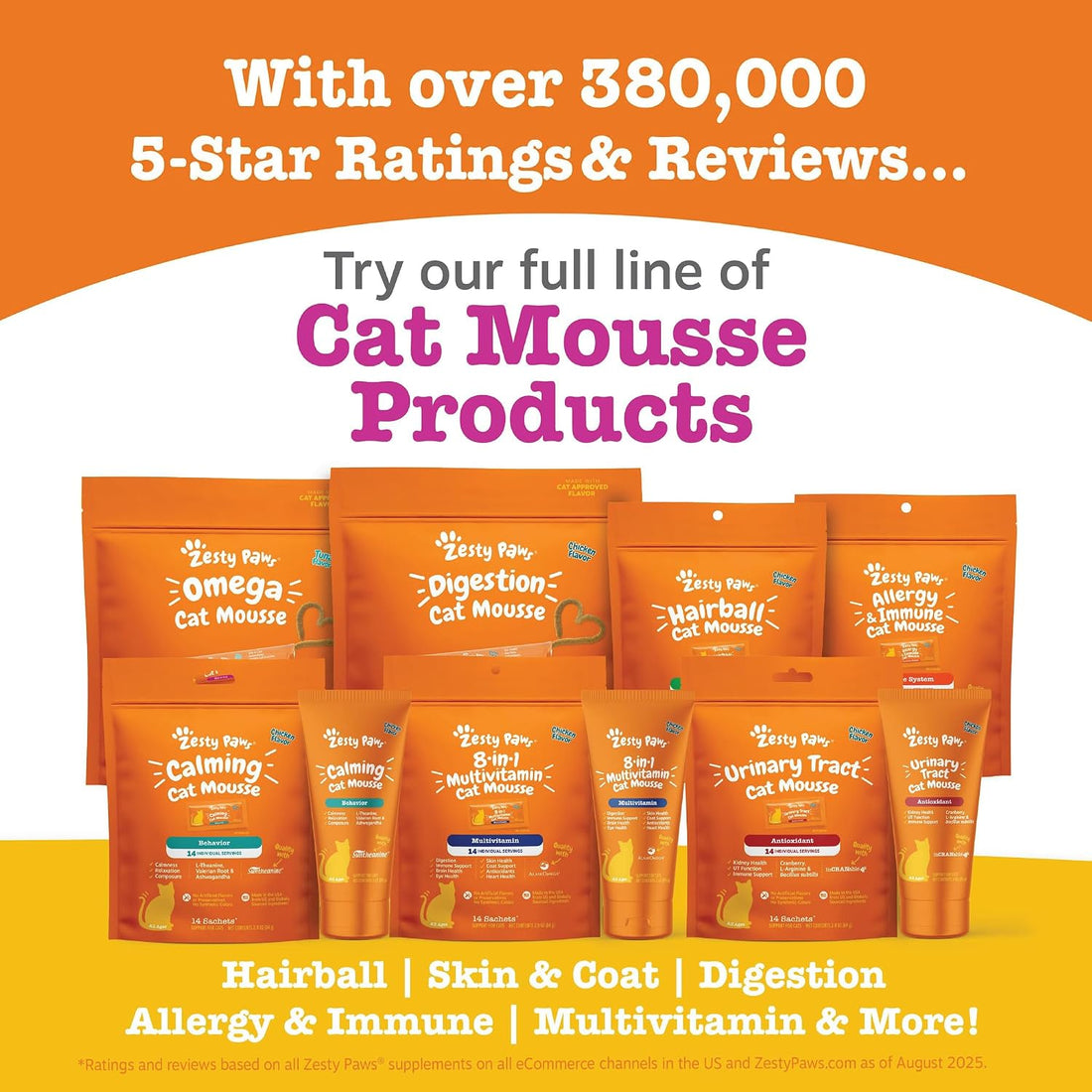Zesty Paws Digestion Cat Mousse - Cat Vitamins Squeezable, Chicken