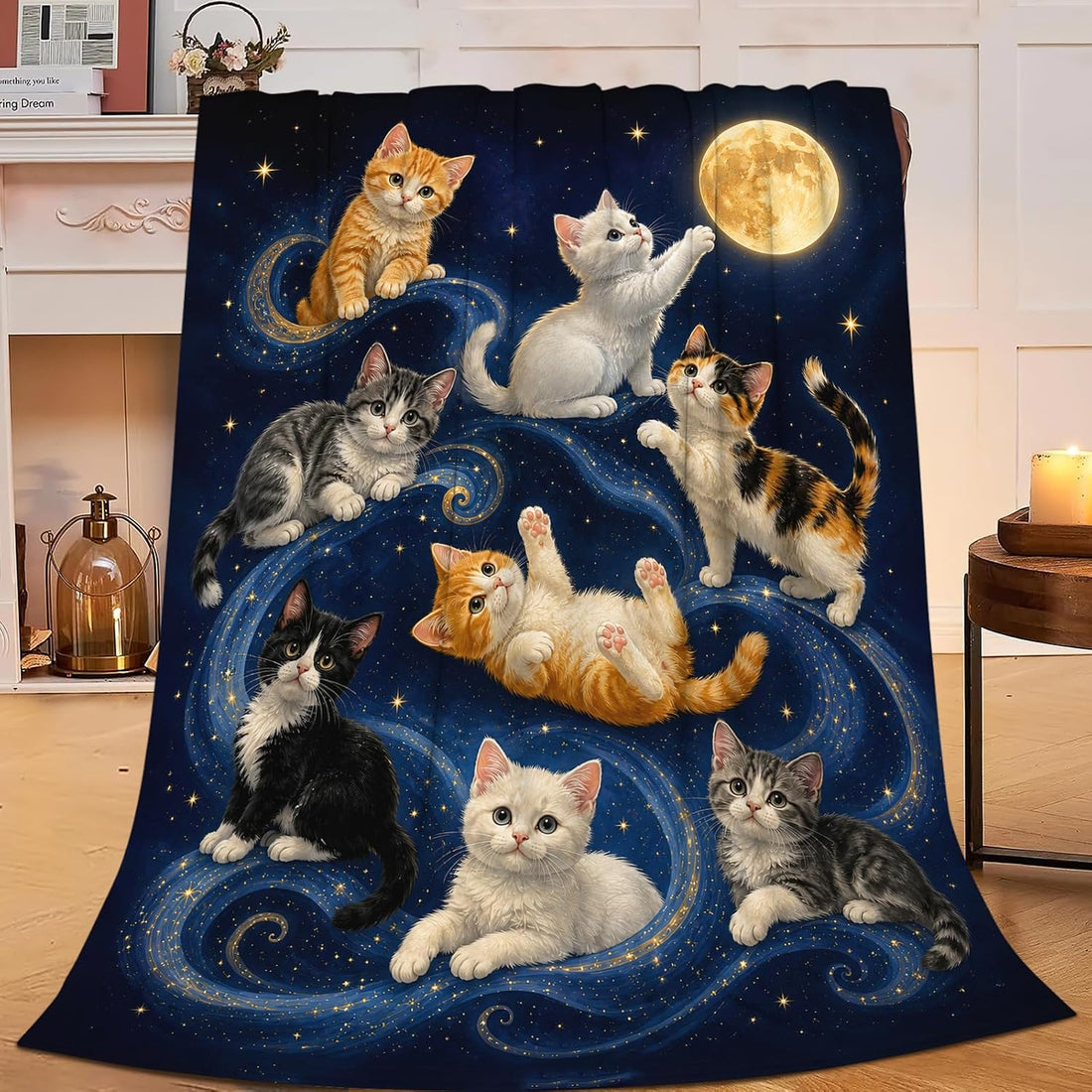 Cute Cats Throw Blanket Cat Lover Gifts for Boys Girls 50"x40"