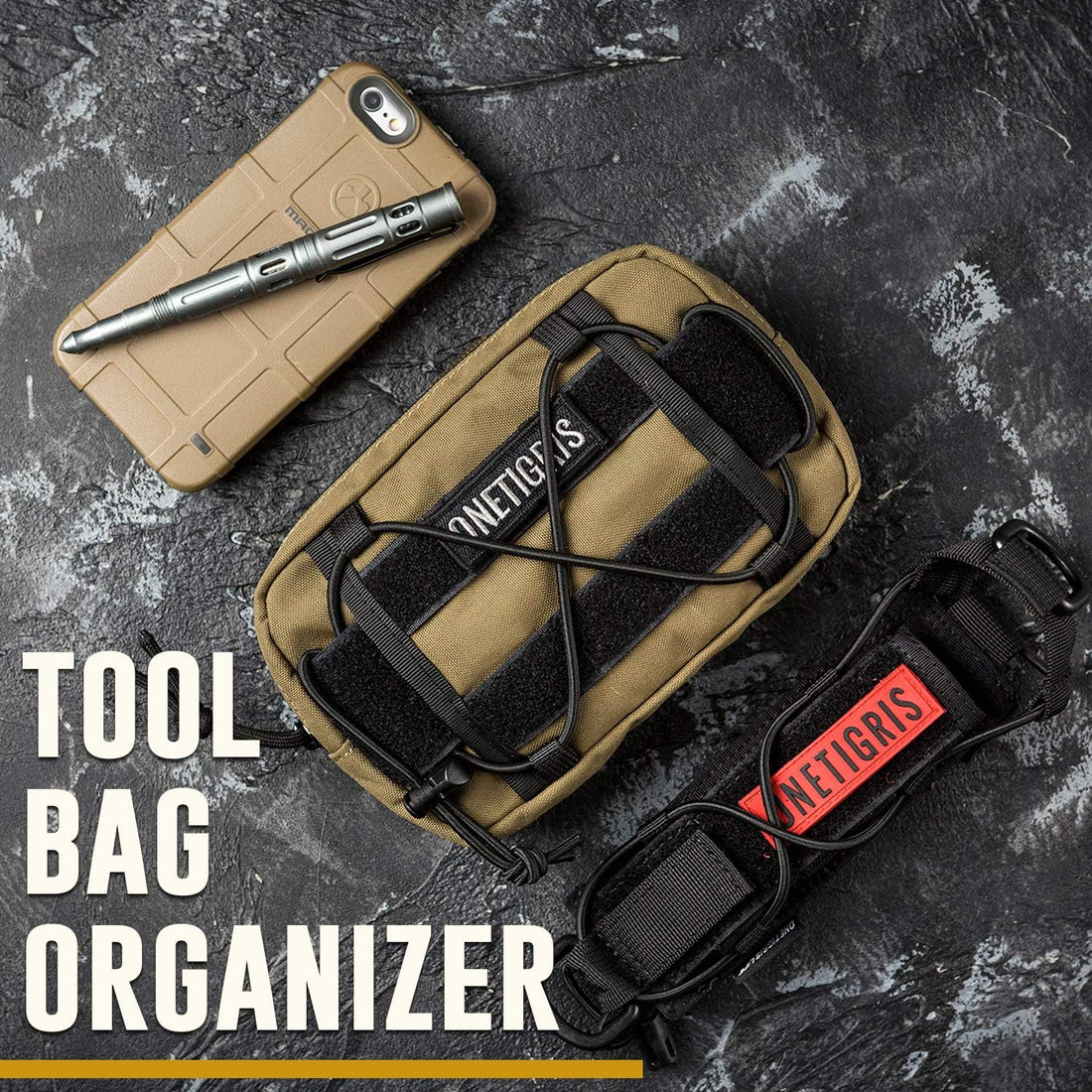 ONETIGRIS EDC Horizontal MOLLE Pouch for Tool Treat Med