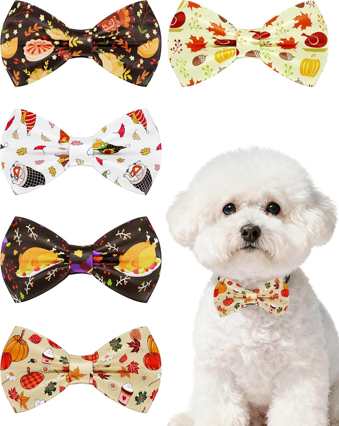 PET SHOW 5 Pack Dog Bowties Plaid for Large Dogs Slide on Collar