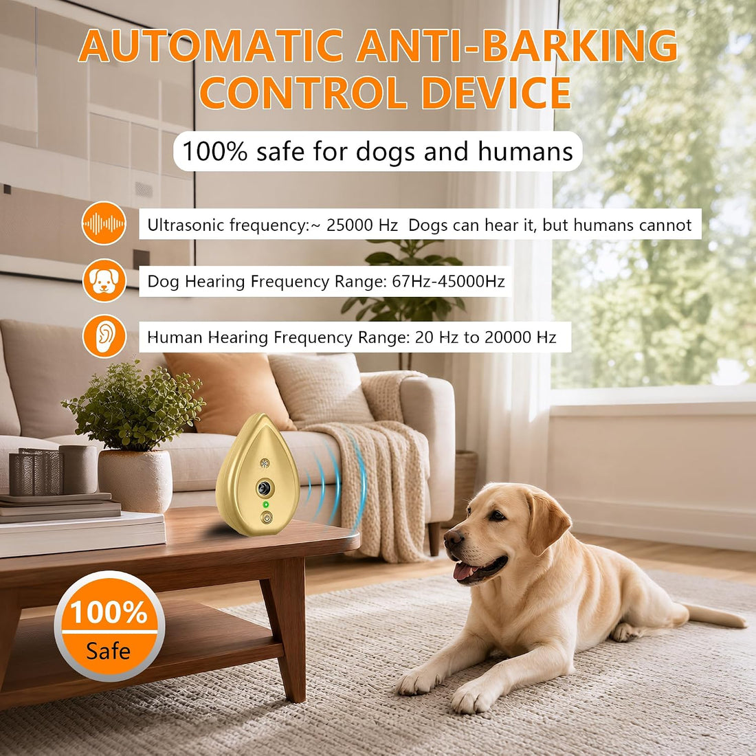 Ultrasonic Anti Barking Device for Dogs, Rechargeable Bark Box, 75ft