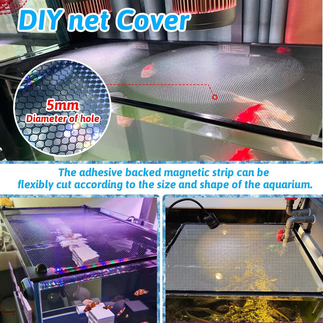 7.5 Feet DIY Magnetic Fish Aquarium Anti-Jumping net Cover