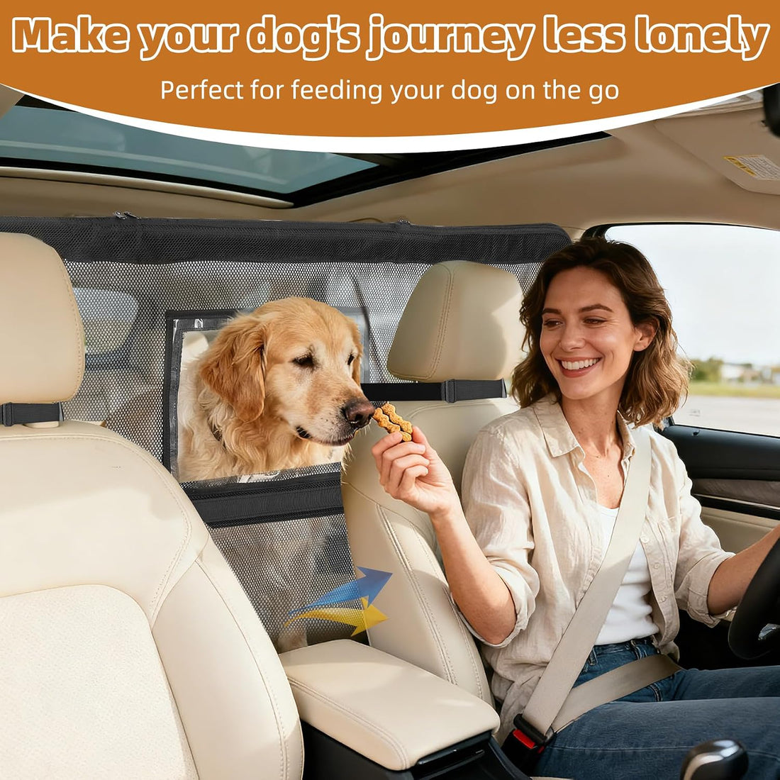 57" Wide Dog Car Barrier with Window & Steel Frame
