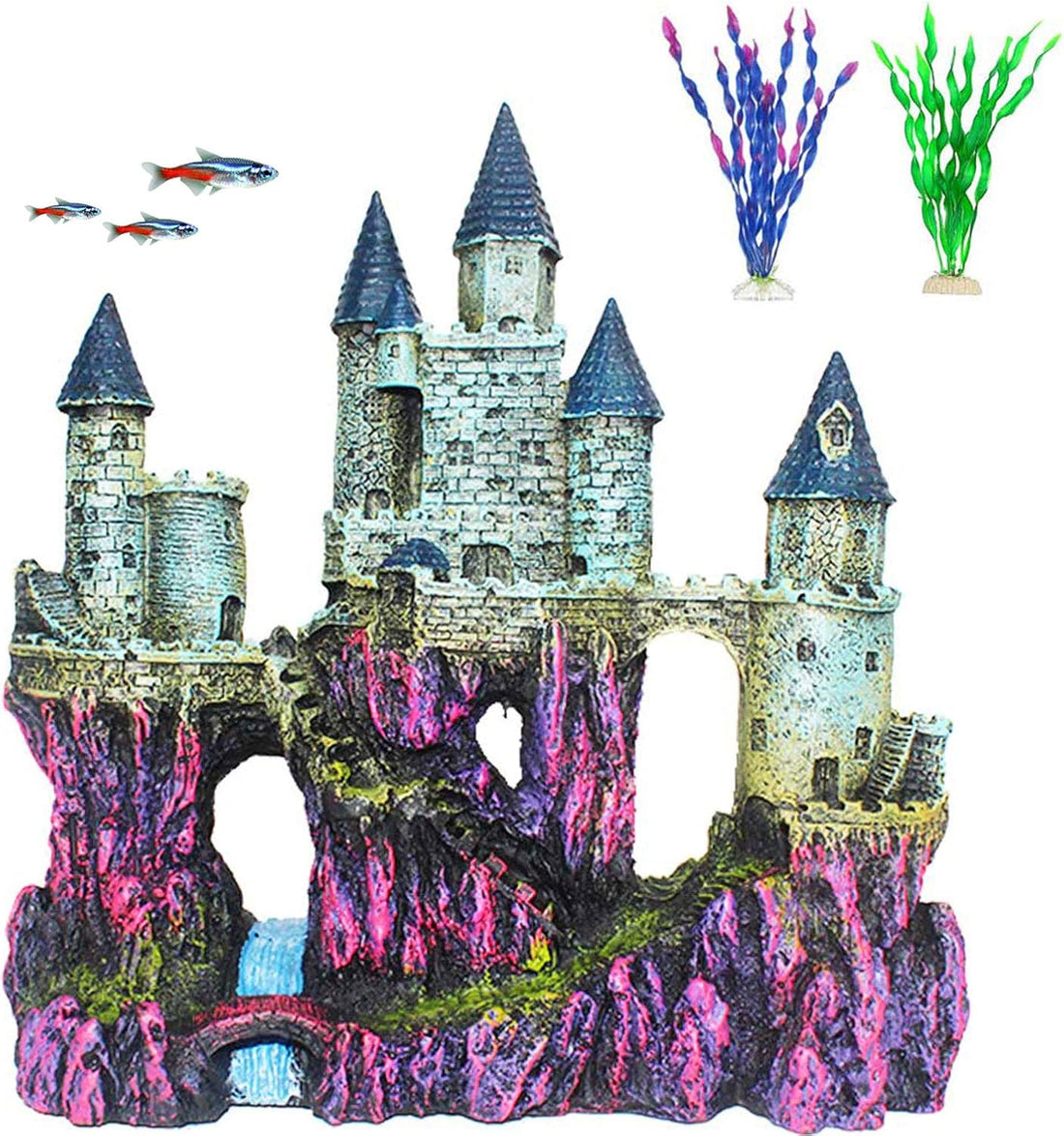 PINVNBY Aquarium Resin Castle Decoration,Fish Tank Driftwood Castle