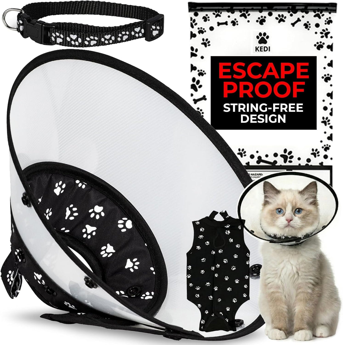 Cat Cone Collar After Surgery to Stop Licking, Escape-Proof