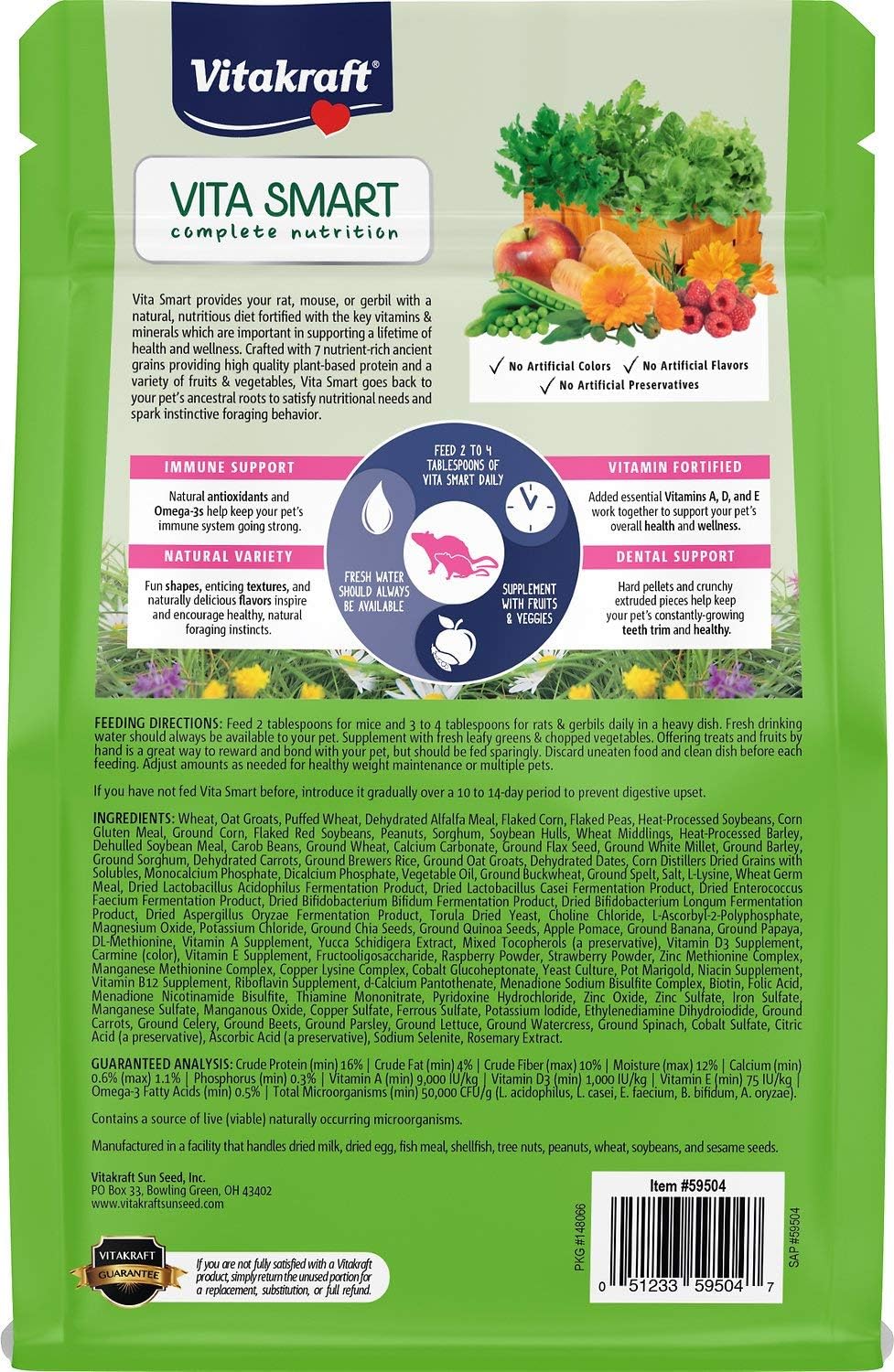 Vitakraft Vita Smart Rat, Mouse & Gerbil Food 2 lb.