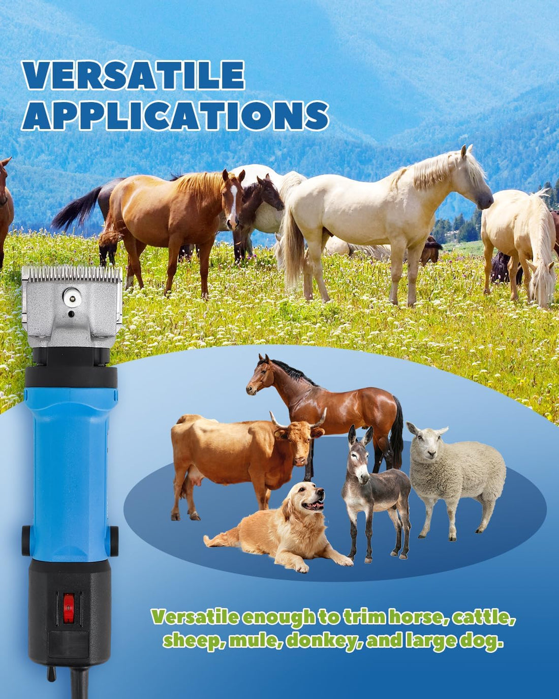 Horse Clippers 690W 28000RPM, with 6 Speed Adjustable