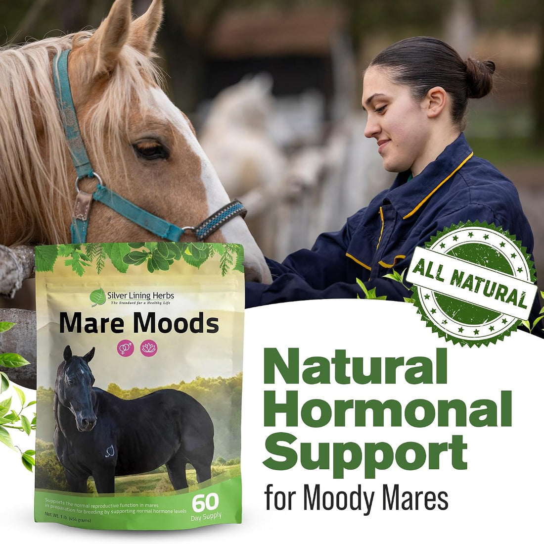 Silver Lining Herbs Mare Moods Calming Supplements for Horses - 1 lb