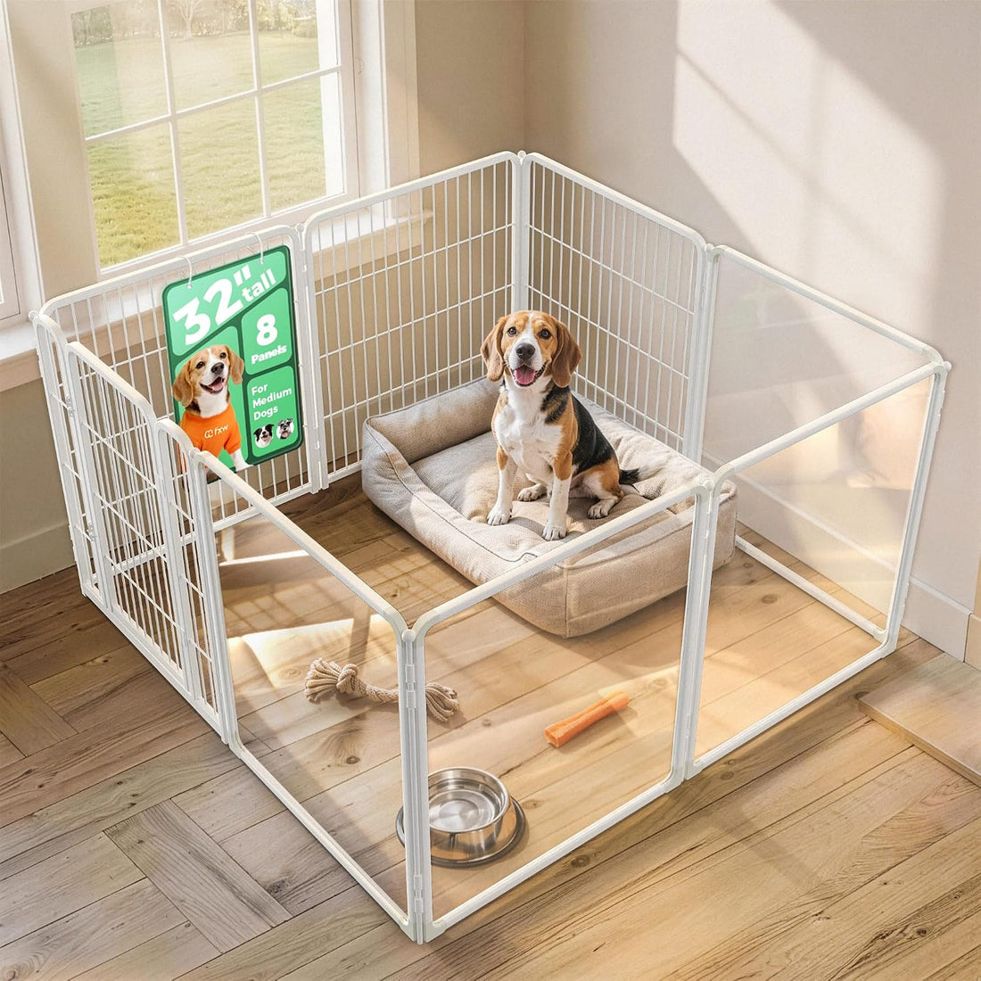 FXW AuraSpace Pro Acrylic & Wire Mesh Indoor Dog Playpen, 24" H