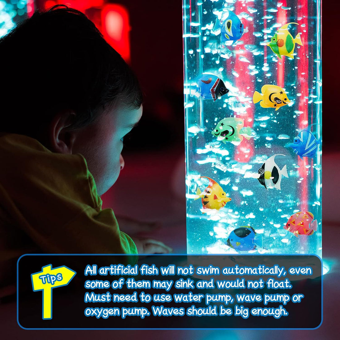 Weewooday 20 Pcs Artificial Moving Fishes Plastic