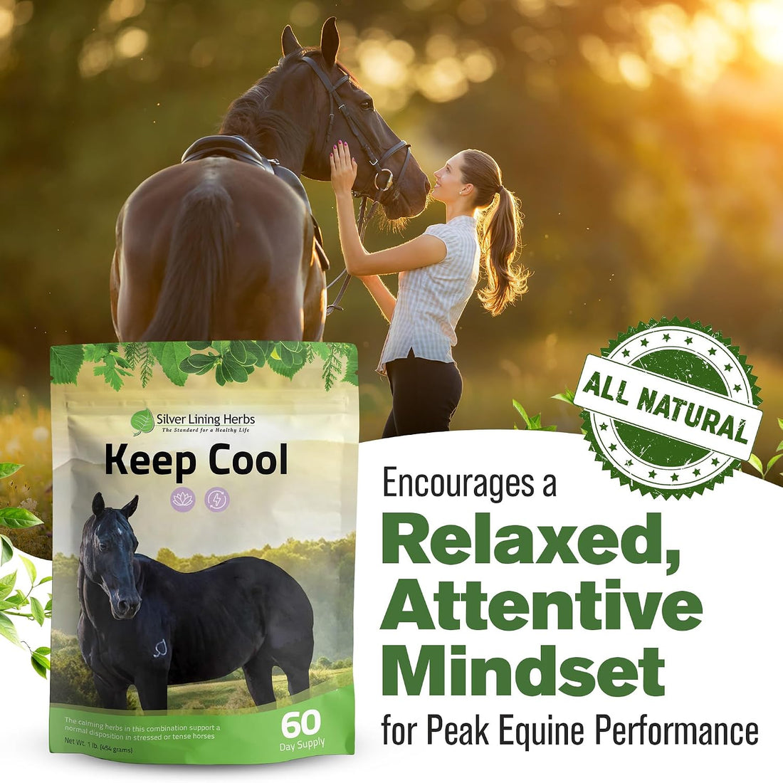 Silver Lining Herbs Keep Cool Horse Calming Supplement - 1 lb