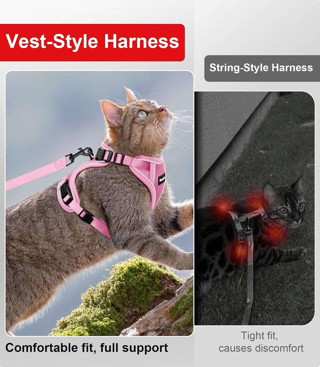 Cat Harness and Leash for Walking Escape Proof Soft Adjustable Cat
