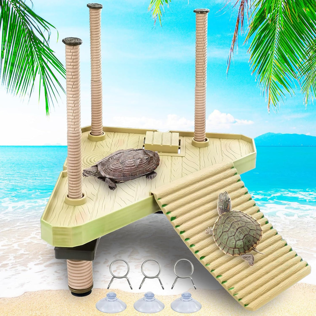 Large Turtle Floating Basking Platform with Feeding Area