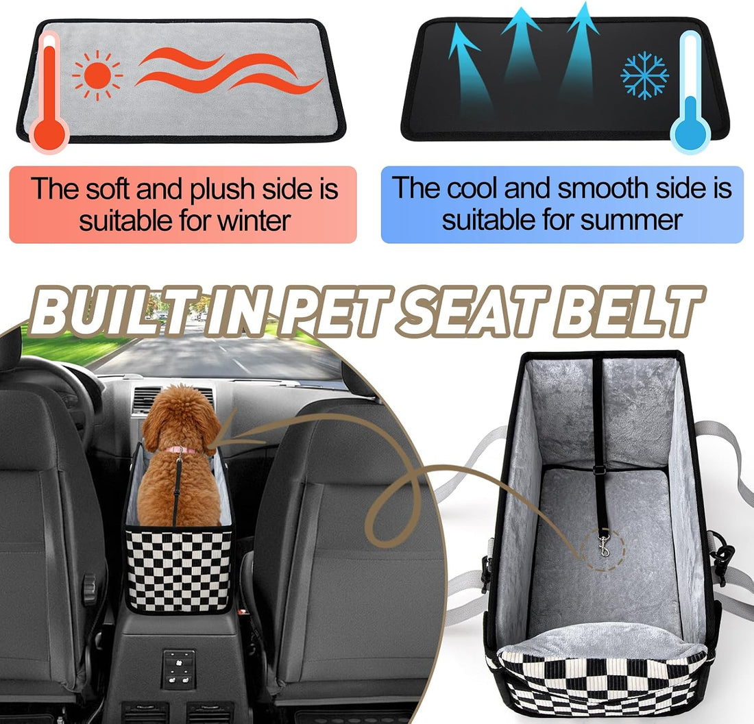 Console Dog Car Seat for Small Dogs, Foldable Booster Seat