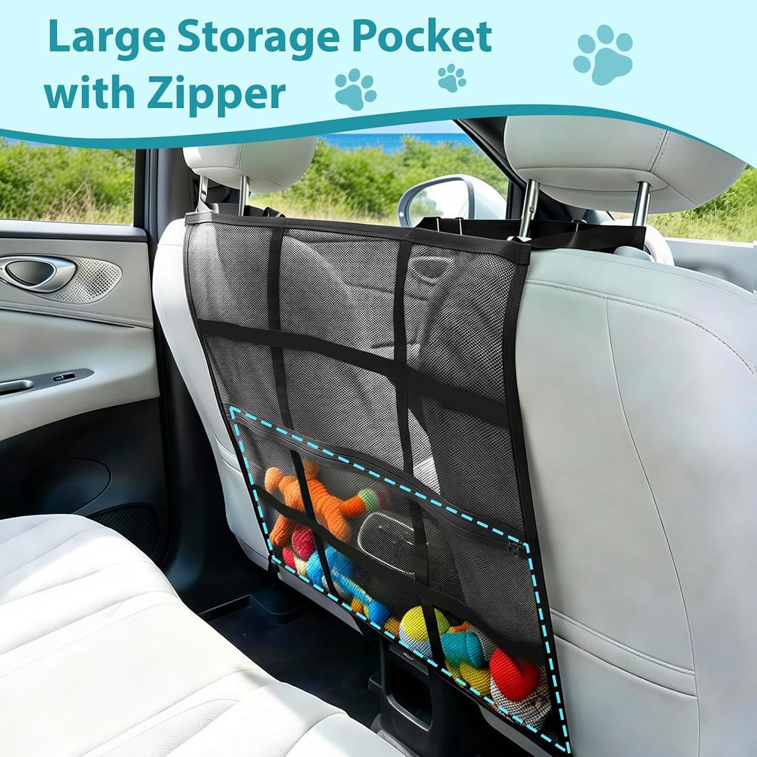 VavoPaw Dog Car Barrier, Car Net for Dog, Pet Barrier for SUV/Truck