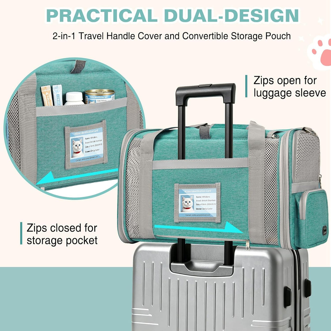Soft Cat Carrier for Pets Up to 20 Lbs