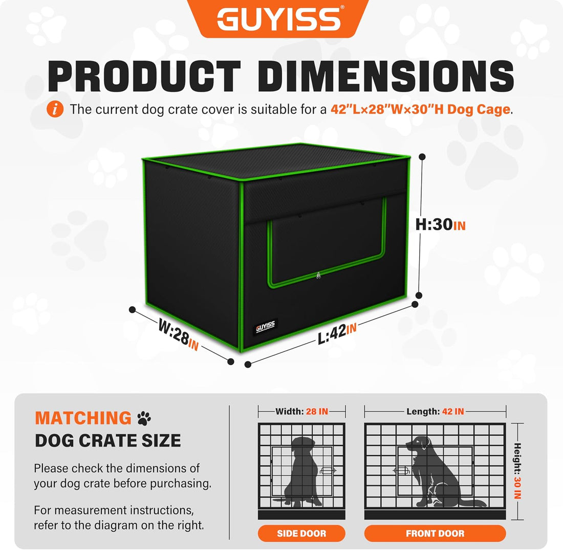 Ventilated Dog Crate Cover, Double Windows&Top Breathable Mesh.