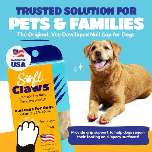"Soft Claws Nail Caps for Dogs with Non-Slip Design Made in USA