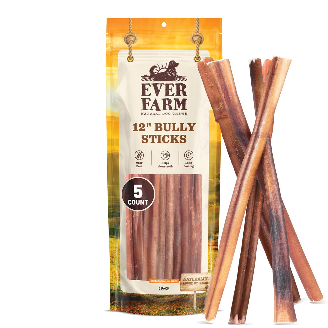 EVER FARM Pet Odor-Free Standard Bully Sticks