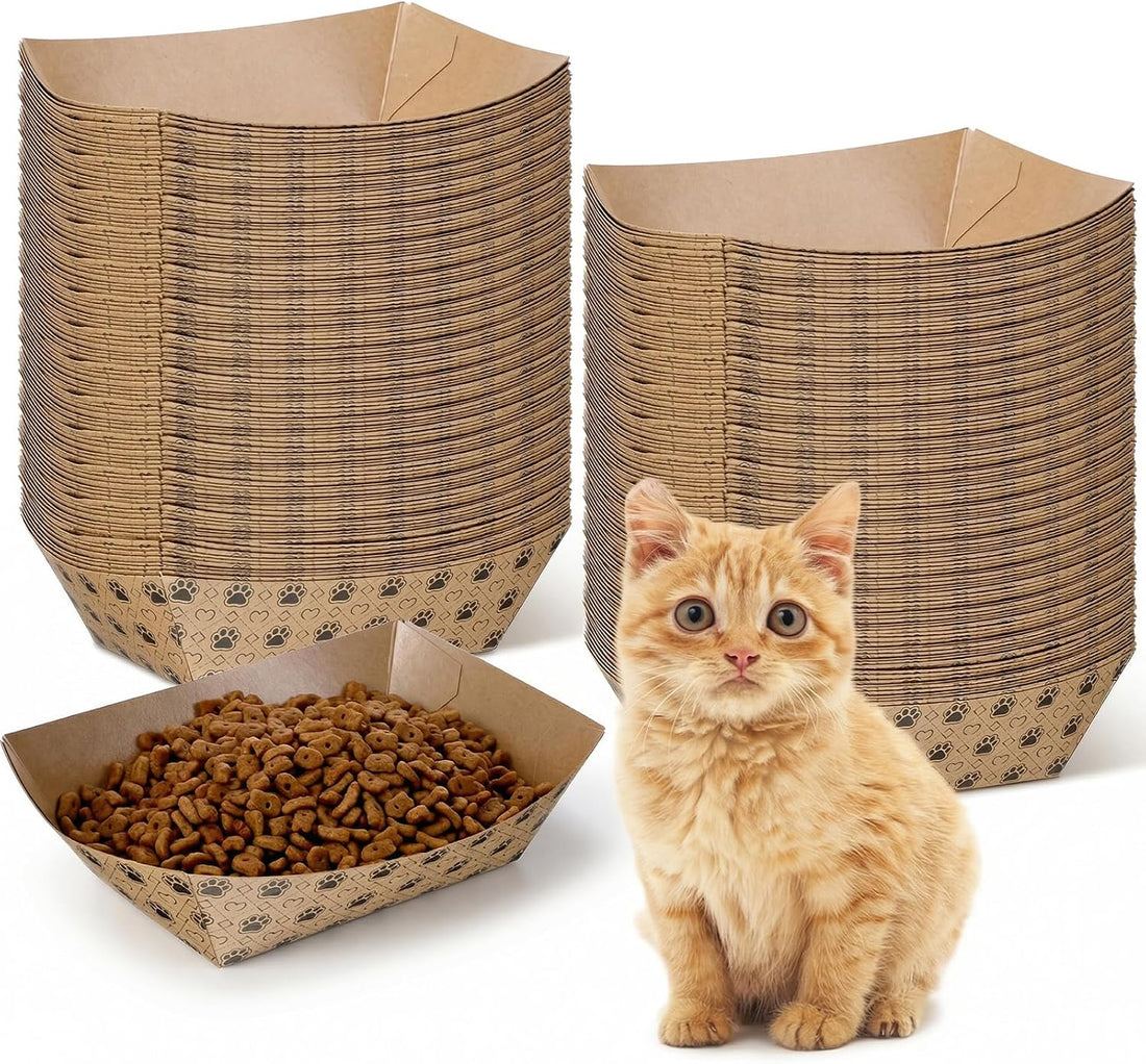 200 Pcs Disposable Pet Bowls, 16 oz Cat Puppy Paper Serving Food Tray