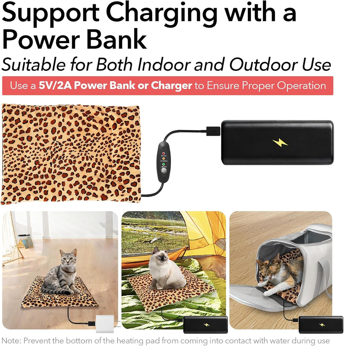 USB Heating Warmer Pad Bed for Cat, Small Dog and Pet, 15"X19"