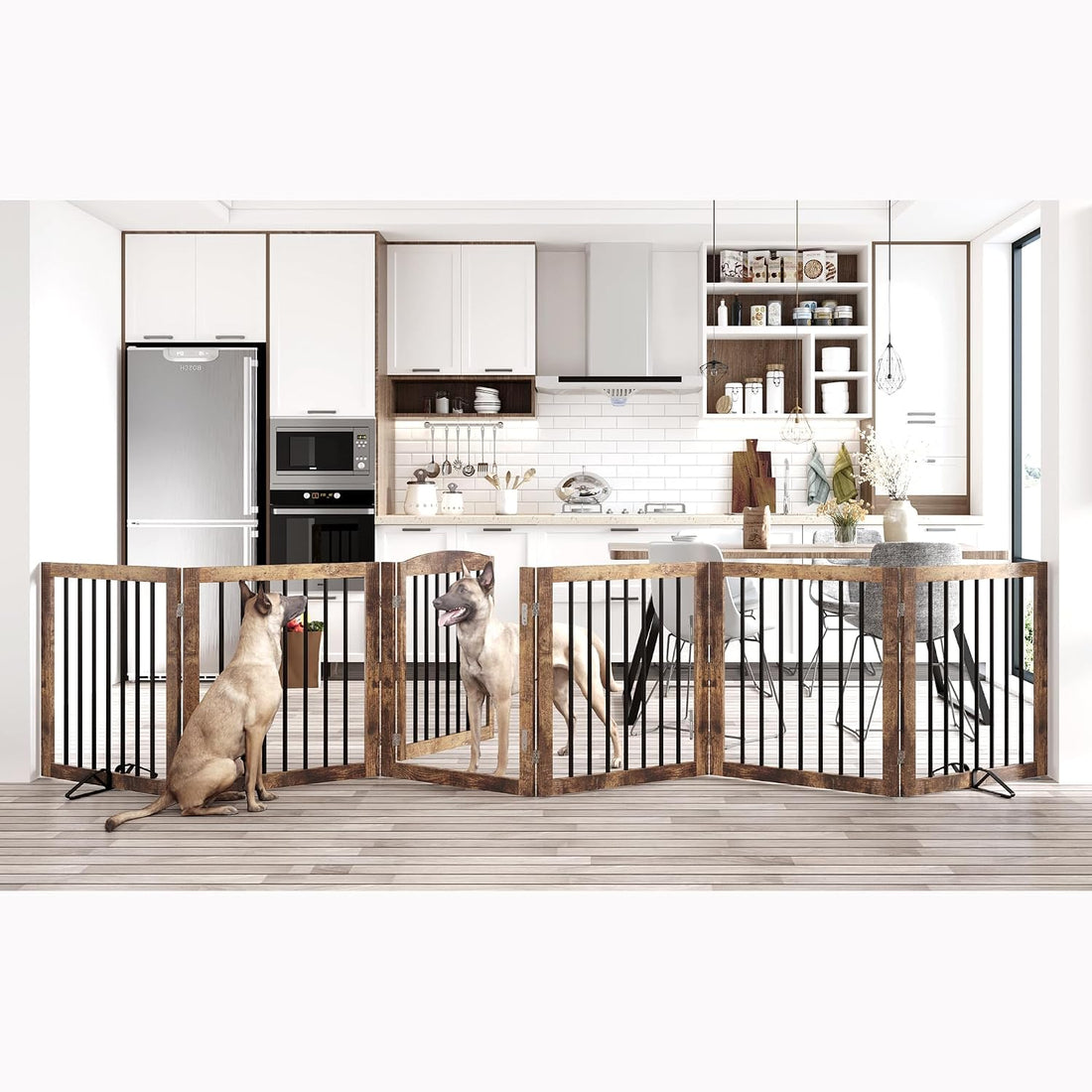 Vantas 96" x 30", No-Assembly Wooden Dog Gate with Door