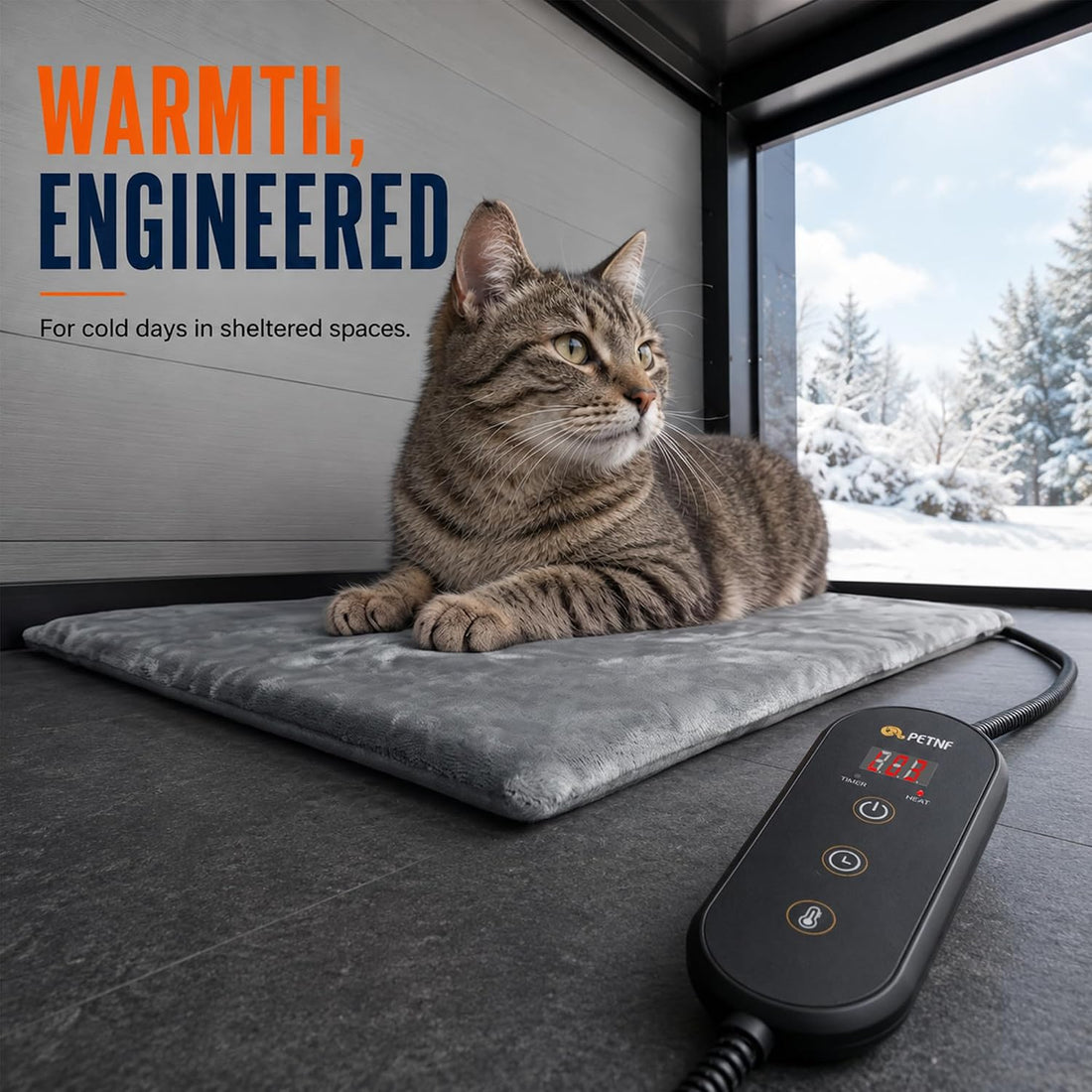 PETNF Outdoor Heated Pet Pad with Adjustable Temperature Control Box