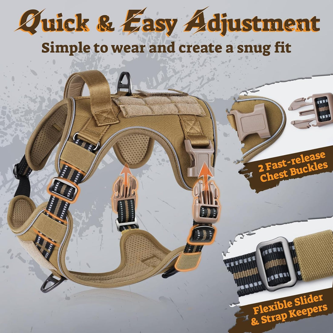 rabbitgoo Tactical Dog Harness for Large Dogs