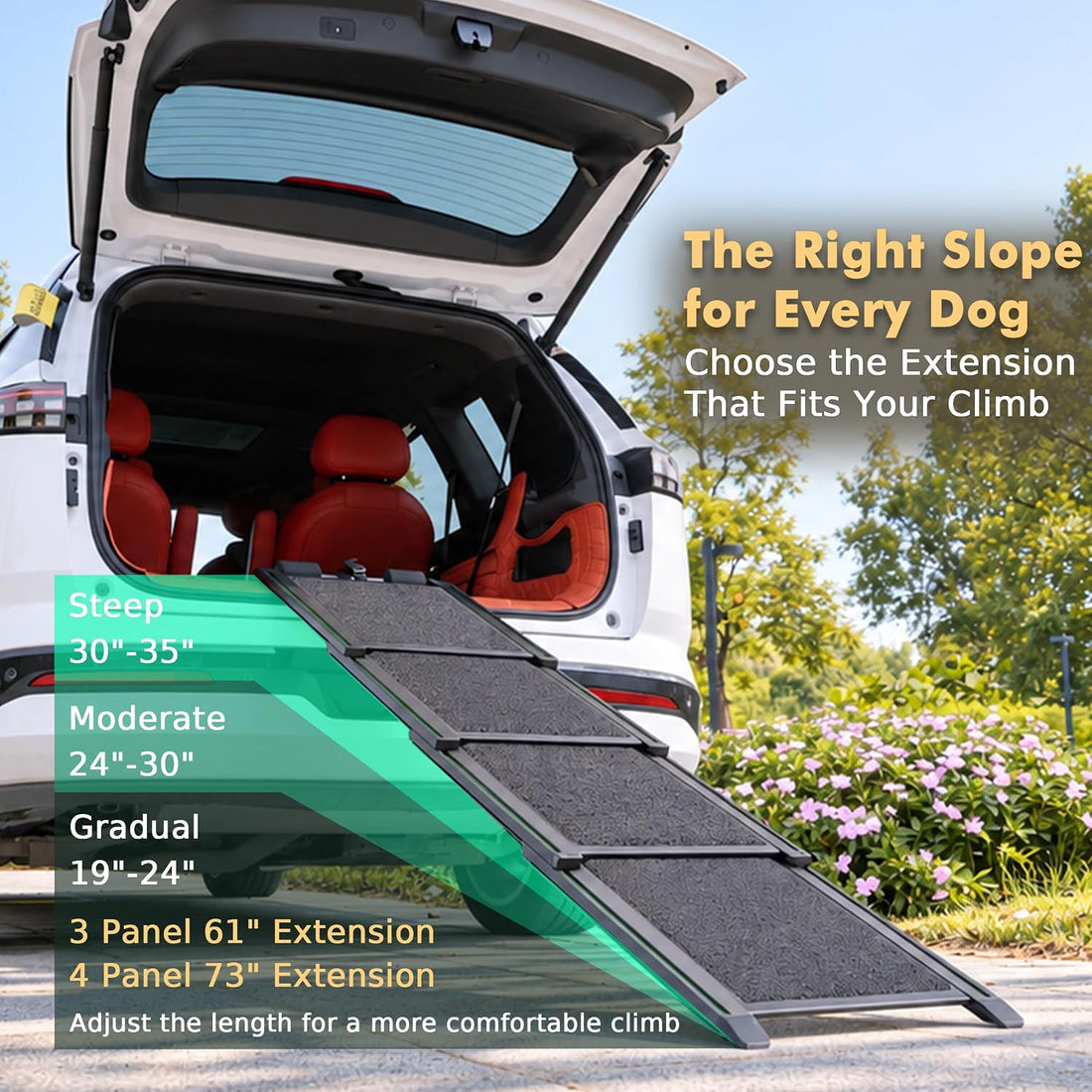 73" x 17.2" Telescoping Dog Ramp for SUV, Truck
