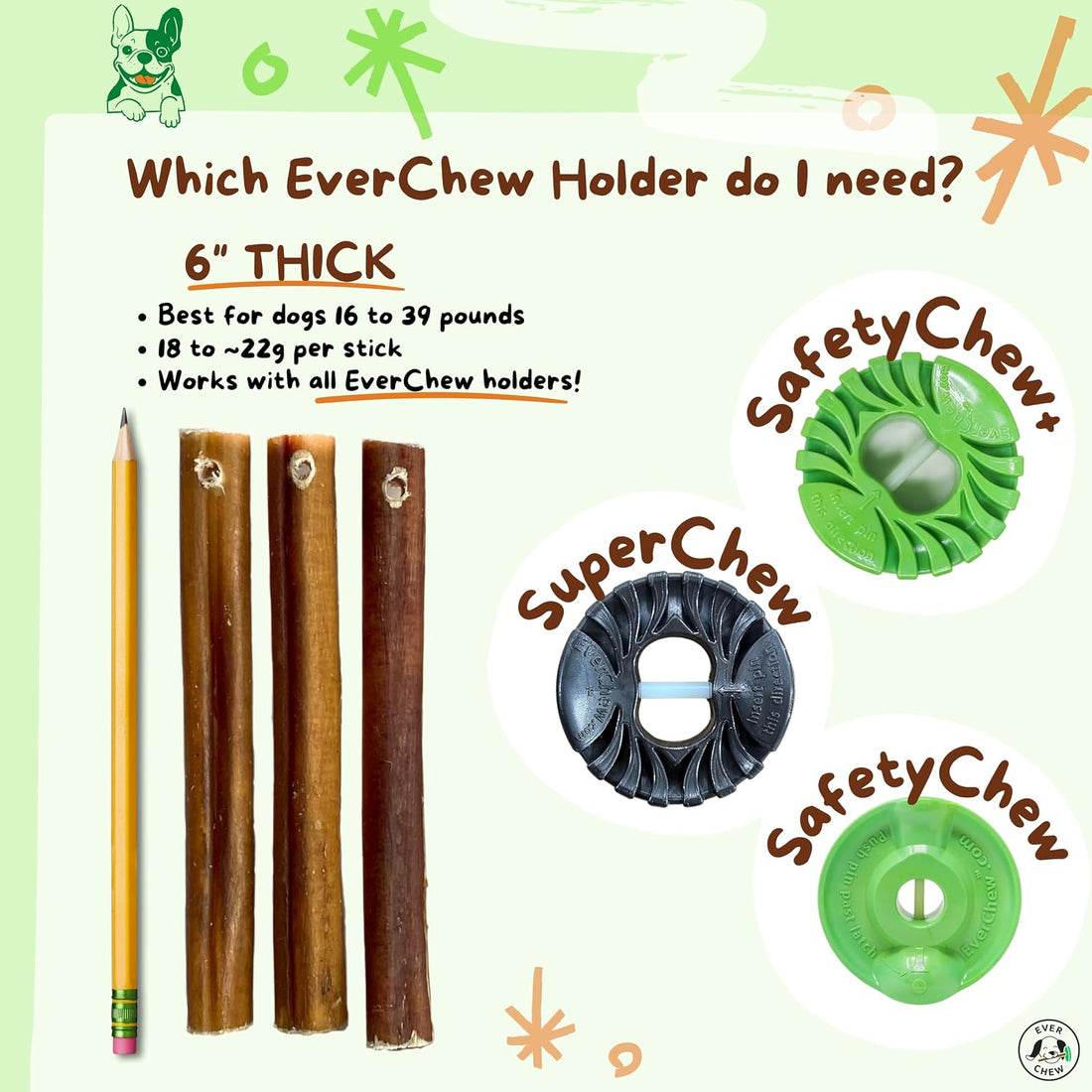 Low-Odor Bully Sticks for Dogs, 6" 100% Beef Refill Pack, Thick 10 Ct