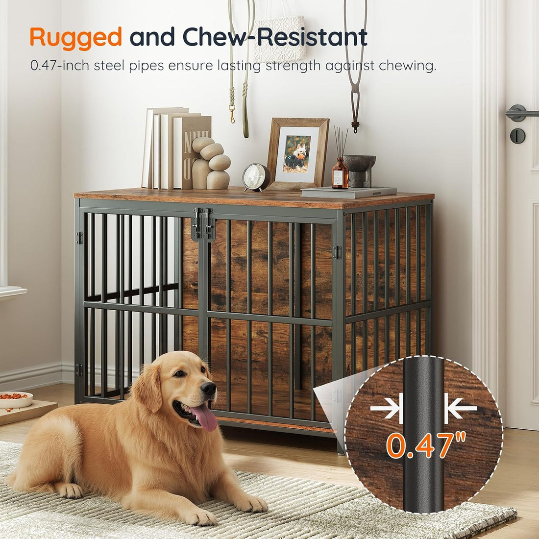 HOOBRO 38.6" Dog Crate Furniture, Wooden Dog Kennel Indoor