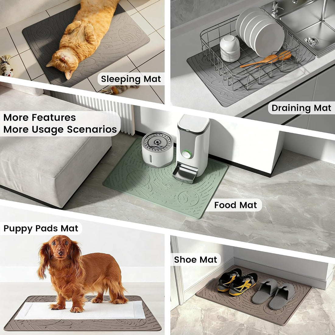 OHMO Large Cat Litter Mat 31.5x23.6" High Raised Edge Silicone