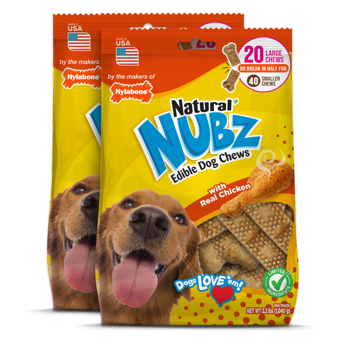 Nylabone Nubz Natural Dog Chew Treats for Large Dogs