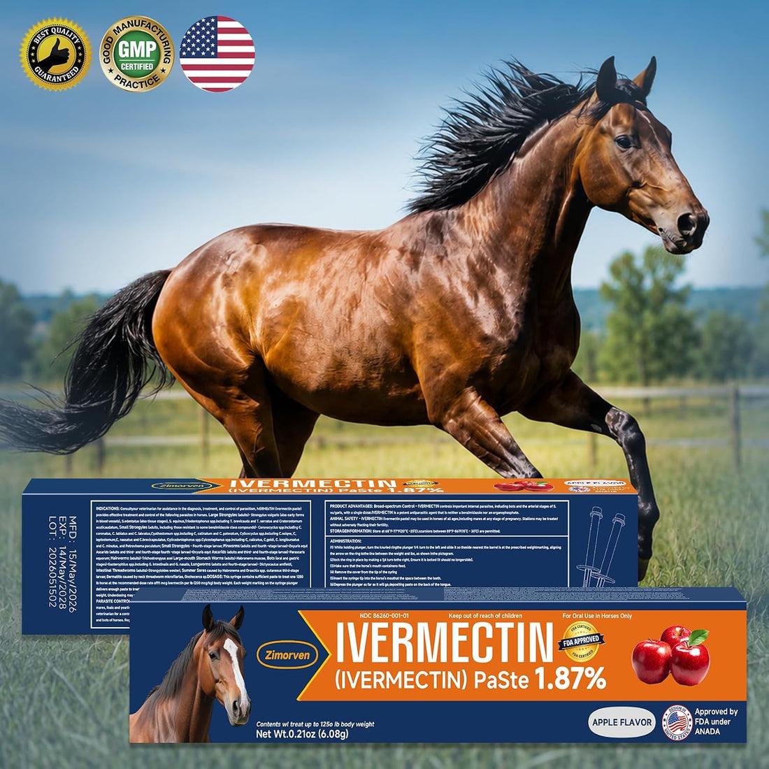 Paste for Horse Use Only 1.87% 6.08g 2 Pack
