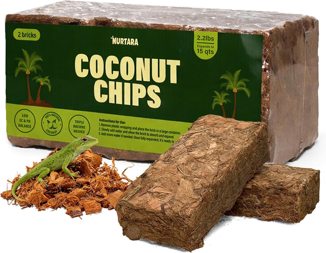 Coconut Chips Substrate, 10 lb Reptile Bedding Expands to 72 qt