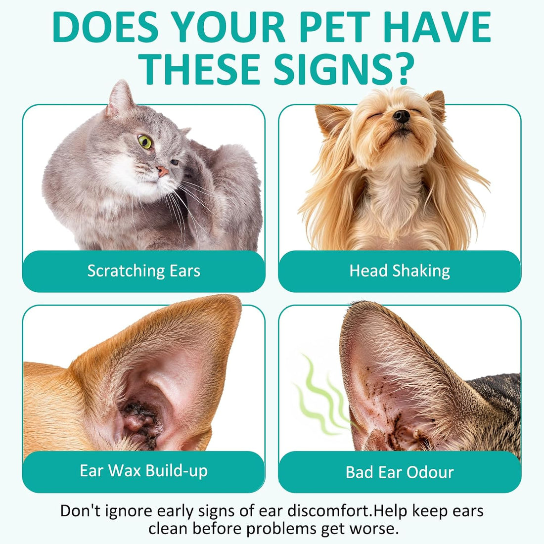 Daiasns Ear Cleanser for Dogs & Cats, Pet Ear Drops for Itchy Ears