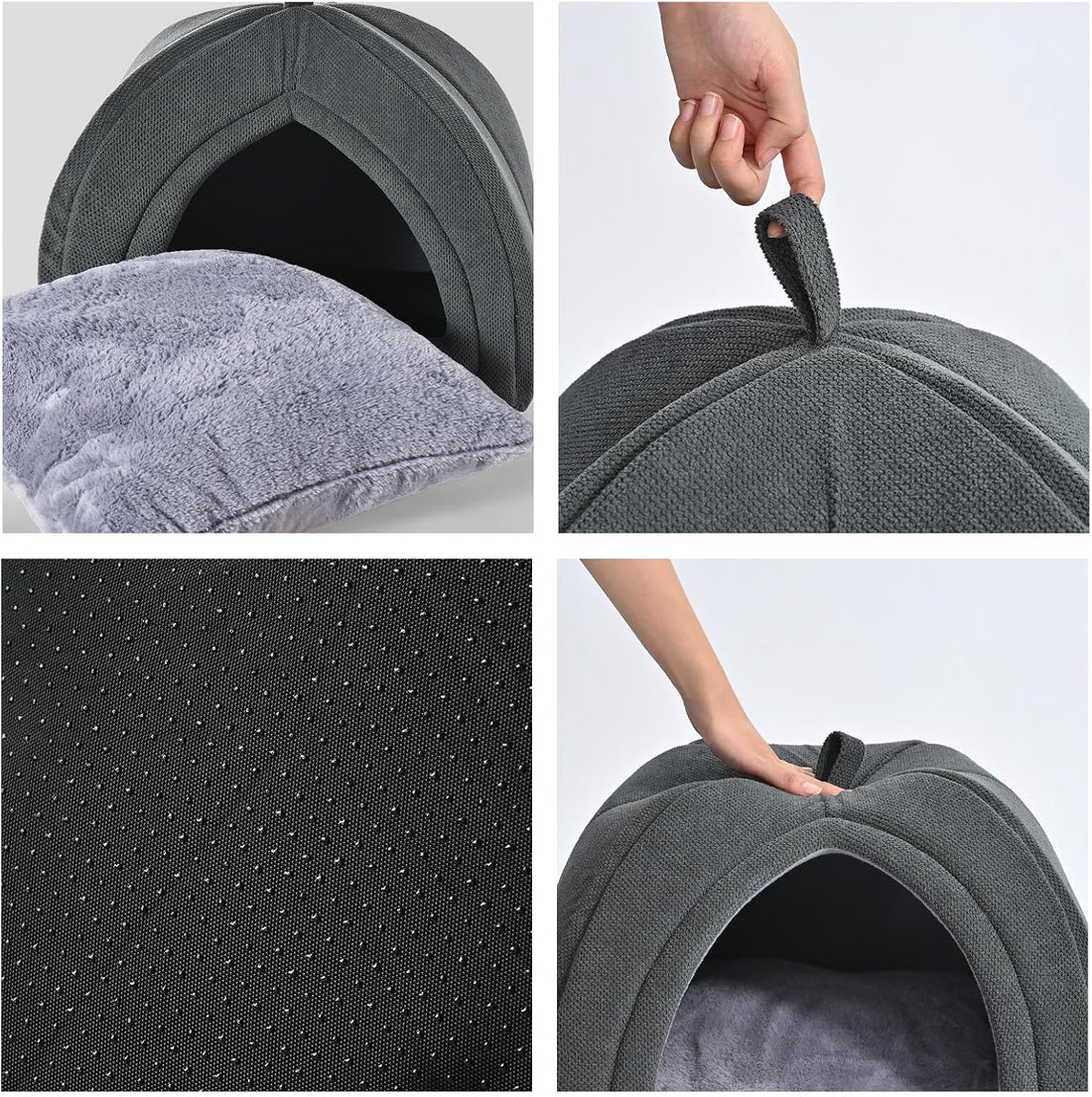 Cat Cave Bed, 2-in-1 Foldable House for Indoor Cats