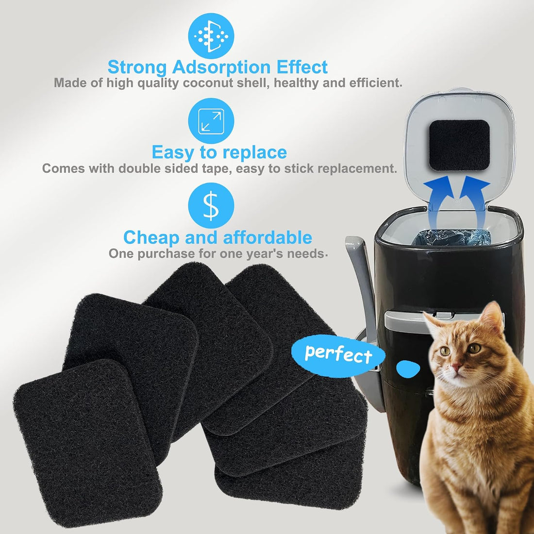 PurifyLogix 6PCS Activated Charcoal Filters for Litter Genie Standard