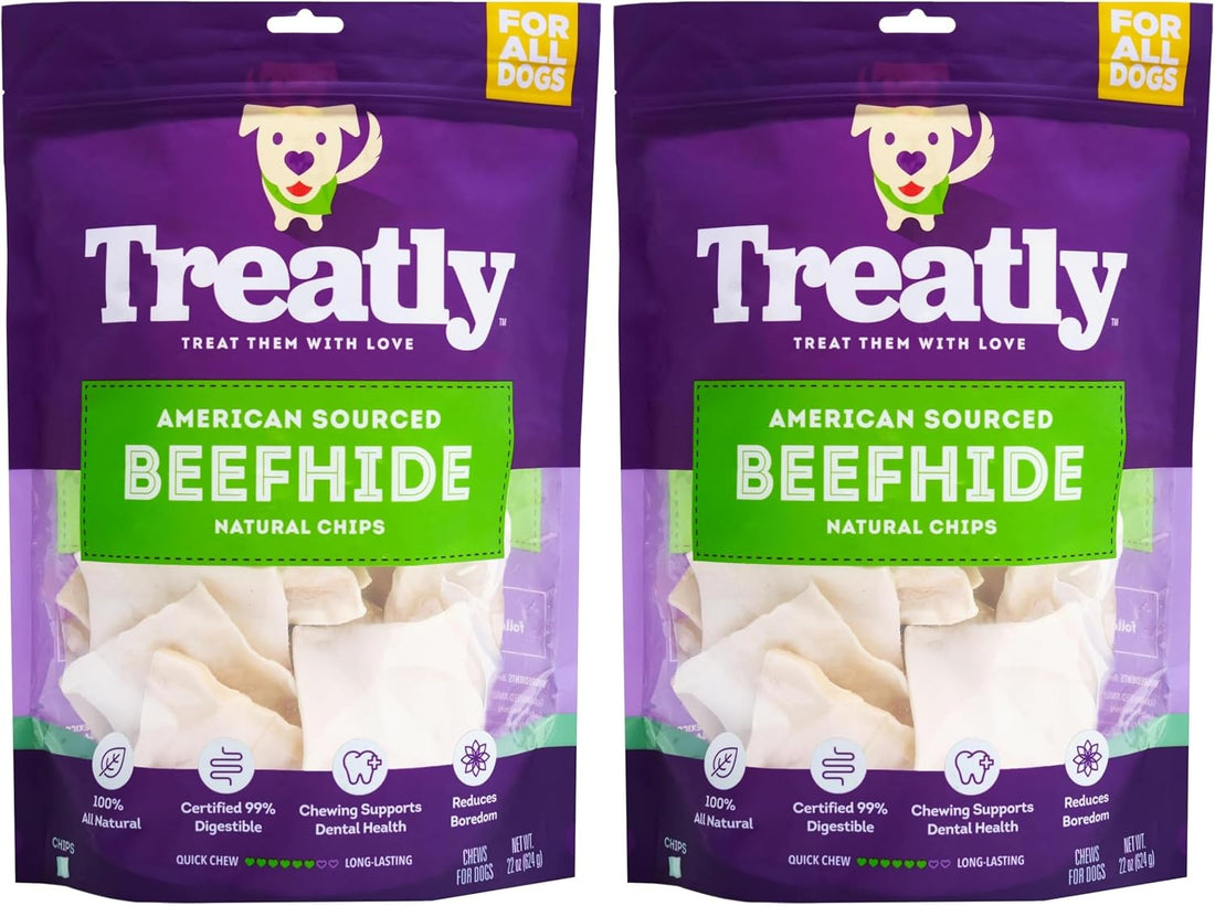 American Sourced Beefhide Chips Dog Chew Treats - Natural Flavor