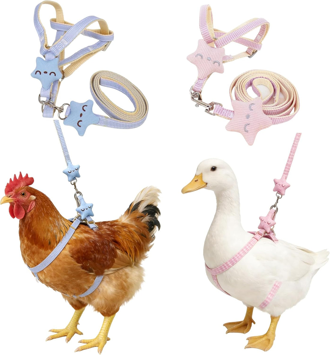 2Pcs Adjustable Chicken Harness and Leash Set, Duck Harness, Blue