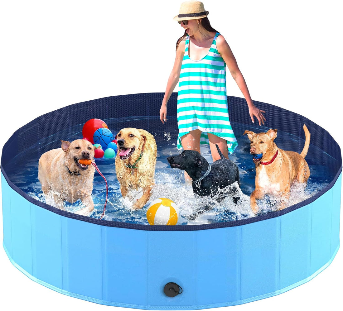 Niubya Foldable Dog Pool, Collapsible Plastic Dog Swimming Pool