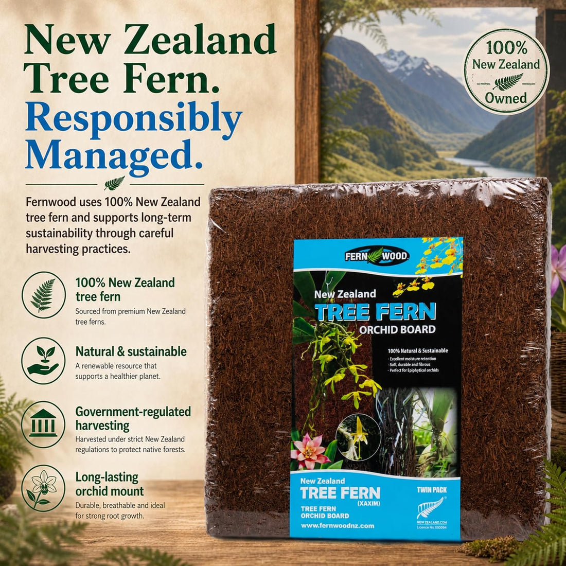 Fernwood New Zealand Tree Fern Orchid Mounting Board - 2 Pack