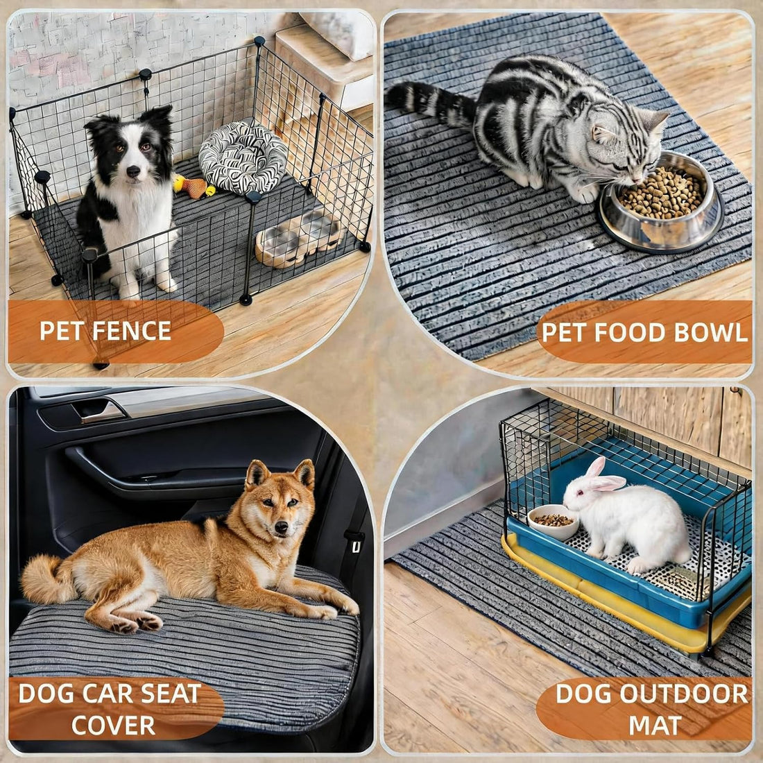 Aethycovi Dog Crate Mat, 47"x32" Striped Design Extra Thick Pet Mats