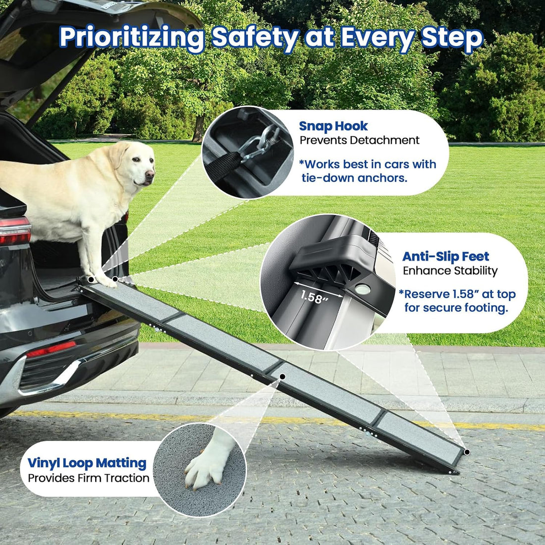 Dog Ramp for Car, Pawlify 71" x 17.3" Dog Ramps for Large Dogs