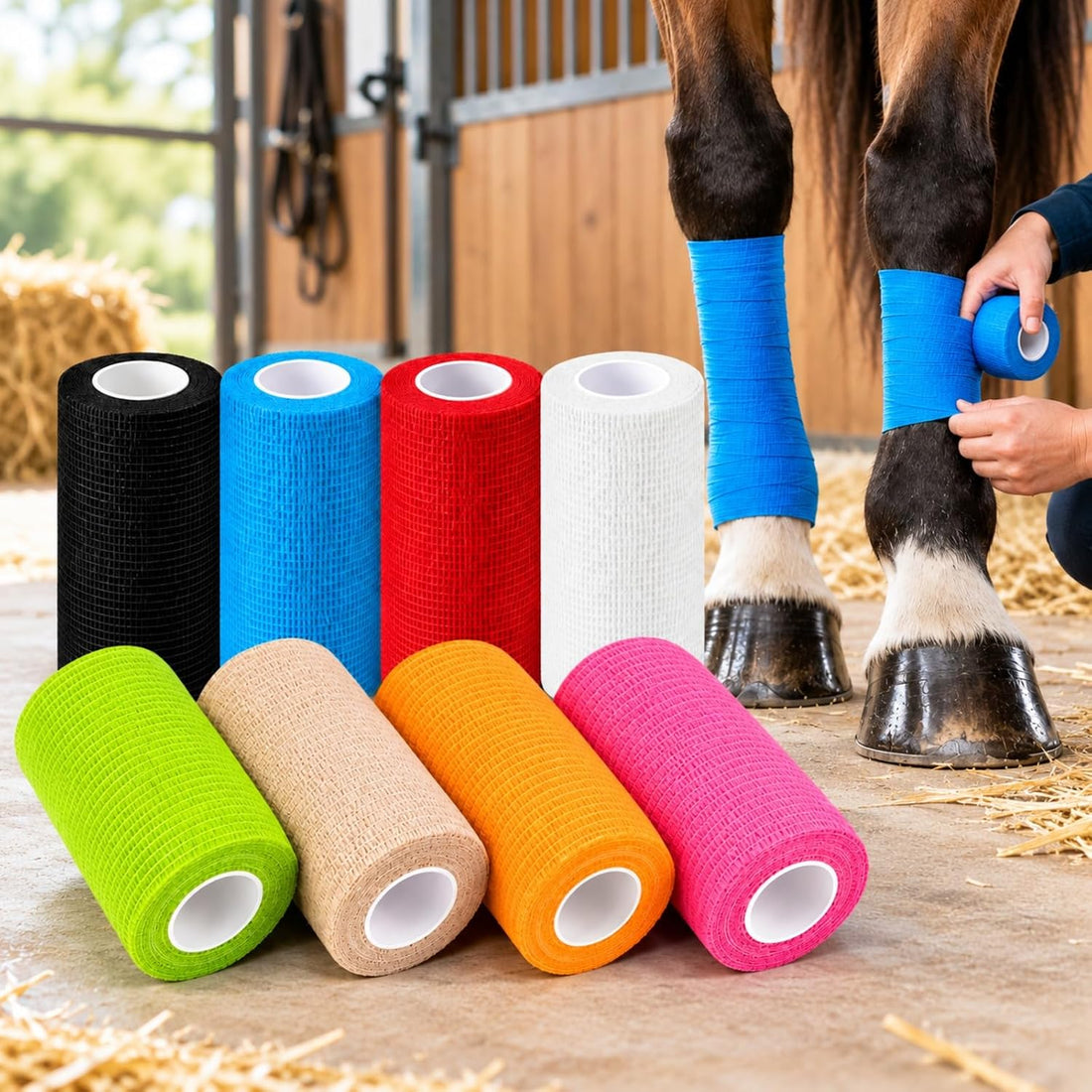 8 Pcs Self-Adhesive Bandages Wrap 4" x 5 Yards Elastic Vet Wrap