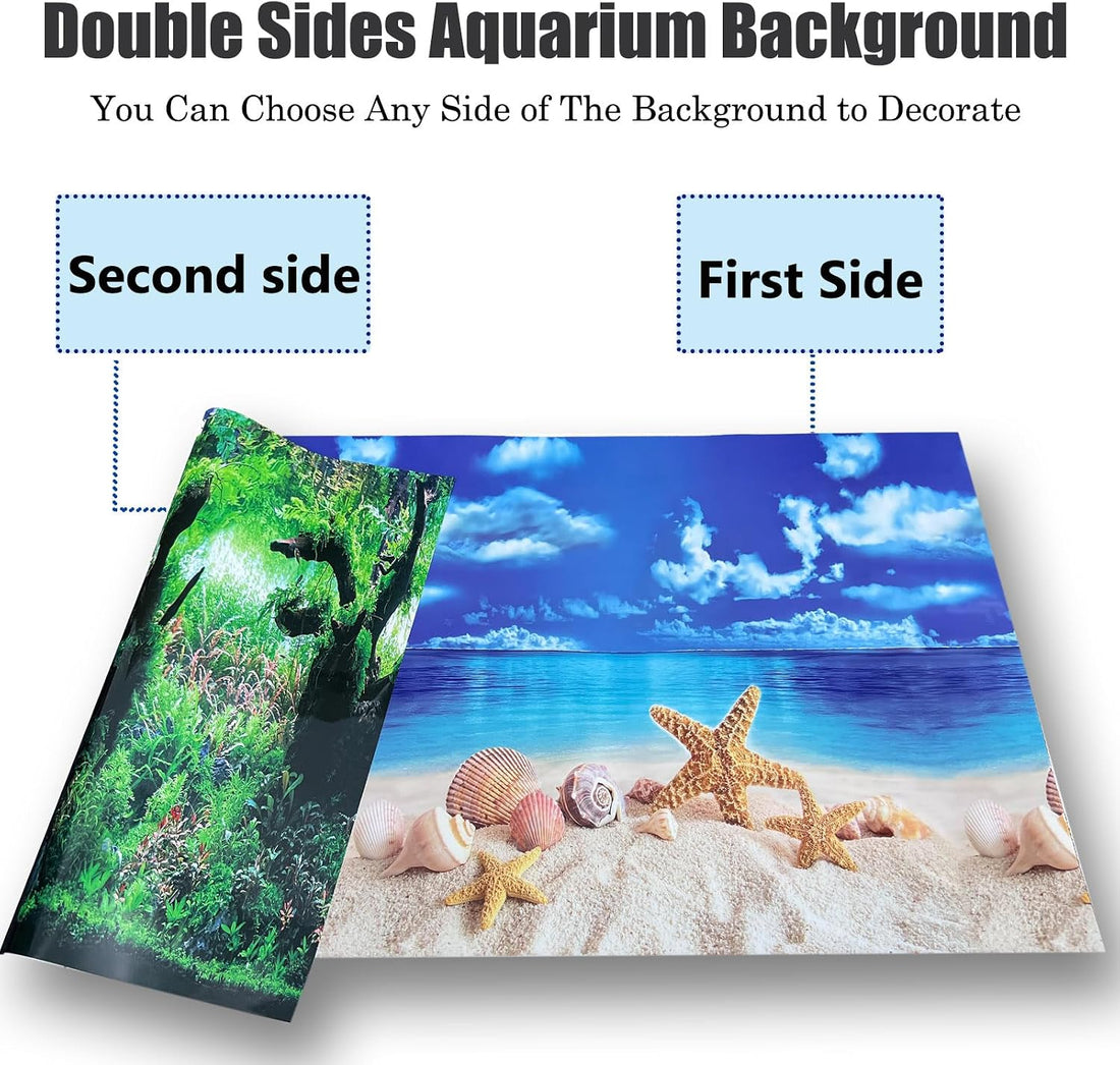 XCNO Aquarium Background Poster Fish Tank Wallpaper, Double-Sided