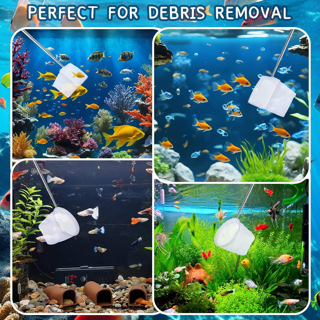 2-Pack Aquarium Fish Net,Fast-Dry Mesh Scoop with Extendable Handle
