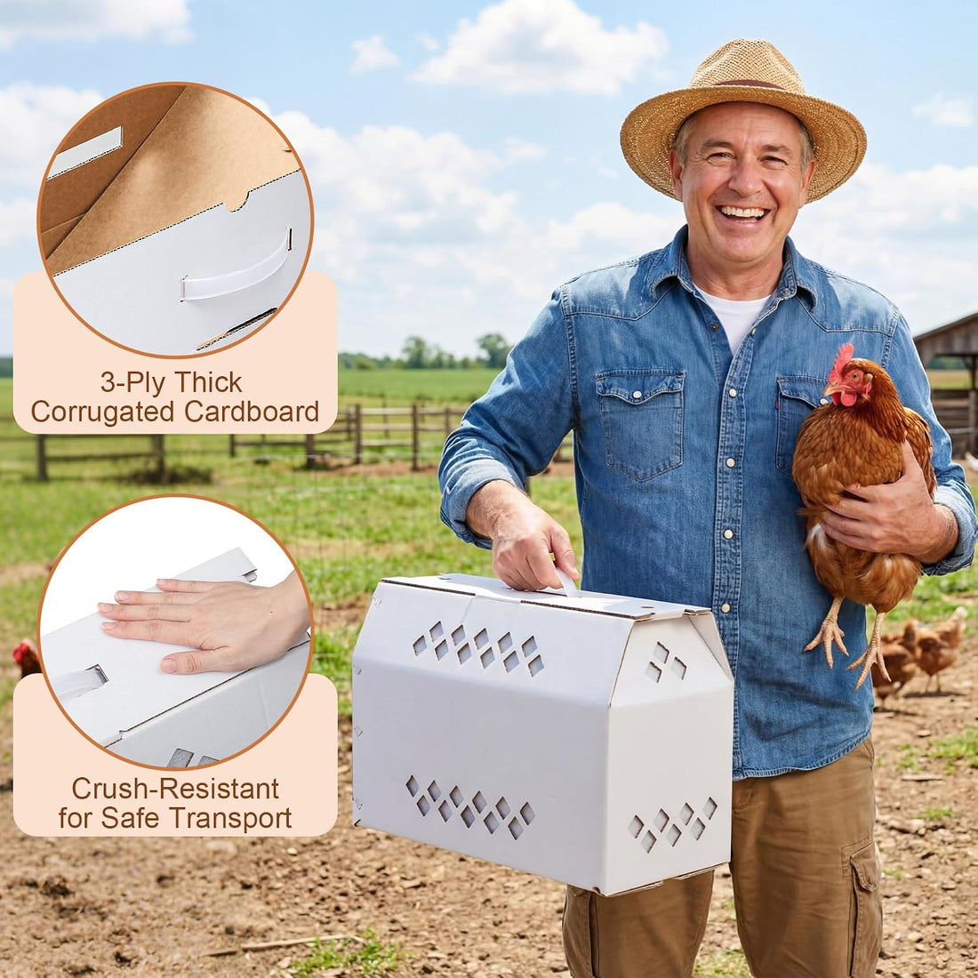 YooNotee 6 Pack Single Live Chicken Shipping Box