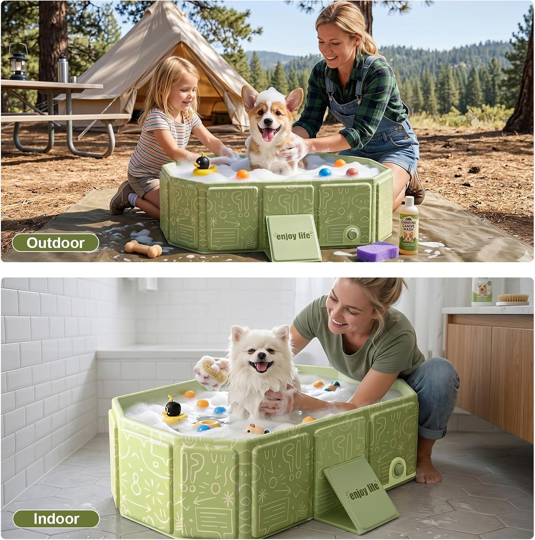 Foldable Dog Bathtub for Small to Medium Dogs & Cats